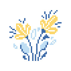 Floral folk art scheme for cross-stitch and knitting. Element embroidery