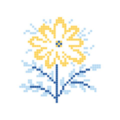 Floral folk art scheme for cross-stitch and knitting. Element embroidery