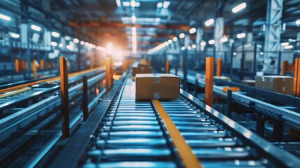Fototapeta premium Automated storage and retrieval system in a high-tech warehouse
