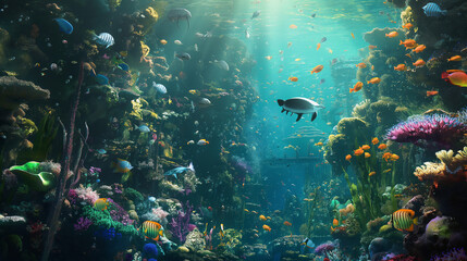 fish in aquarium sea