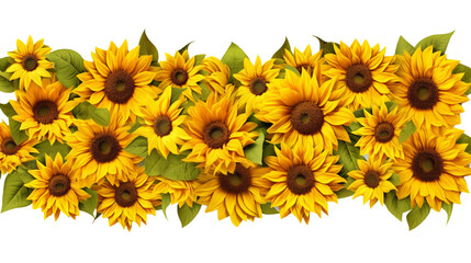 Naklejka premium image of a field of sunflowers, isolated on a white background.