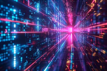 Obraz premium Cyber Security Data Transfer illustration created with Generative AI
