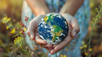 hands holding earth model