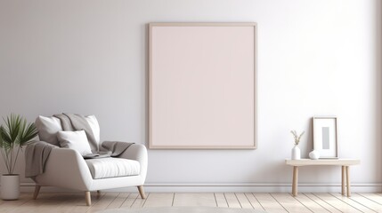 Modern minimalist light design with empty frame on the wall