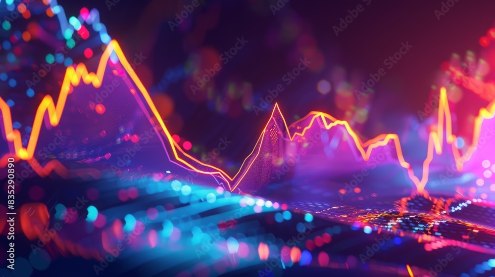 Poster a computer screen displaying colorful lights and patterns, creating a visually striking and dynamic 