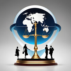 Global Justice Scales With Silhouettes of People