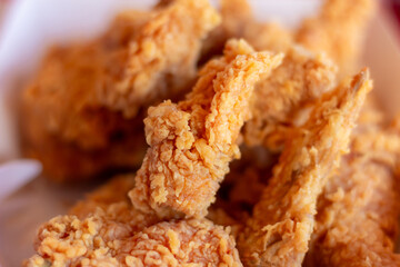 Fried chicken blur background, Street food thailand