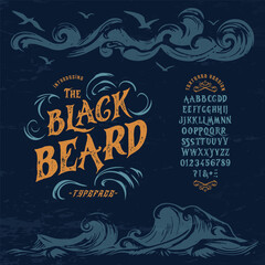Obraz premium Font Blackbeard. Vintage typeface design