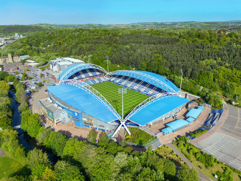 John Smiths Stadium used by Huddersfield Town Football Club and Huddersfield Giants Rugby Club. Aerial Image. 23rd May 2023.