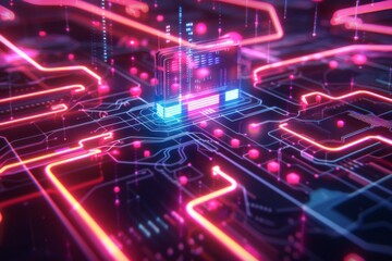 Fototapeta premium Cyber Security Data Transfer illustration created with Generative AI