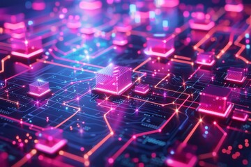 Obraz premium Cyber Security Data Transfer illustration created with Generative AI