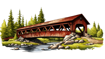 wooden bridge over the river