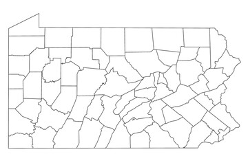 High detailed illustration map - outline Pennsylvania State Map with counties © Akhtar Ansari 