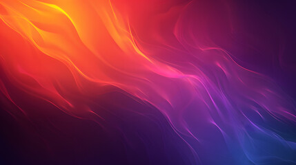 Obraz premium Grainy gradient background purple orange vibrant abstract glowing color wave black dark backdrop, noise texture banner poster header design