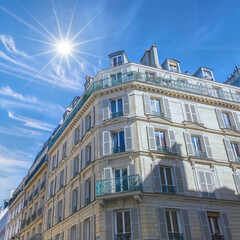 Fototapeta premium Paris, beautiful buildings in a luxury neighborhood in the 17e arrondissement, typical facades 