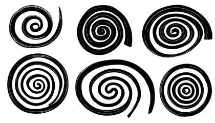 schwarz Kontrast Spirale set collection isoliert auf wei&szlig;en Hintergrund, Freisteller 