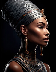 rostro de la hermosa reina Nefertiti en el antiguo Egipto