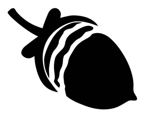 schwarze Silhouette Kontrast Eichel icon isoliert auf weißen Hintergrund, Freisteller 