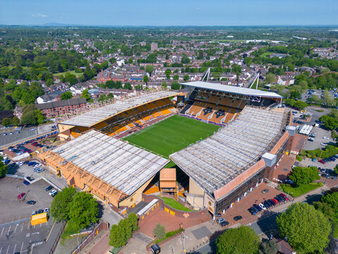 Wolverhampton, United Kingdom. Molineux Stadium home of Wolverhampton Wanderers, Aerial Image. 26th May 2023.