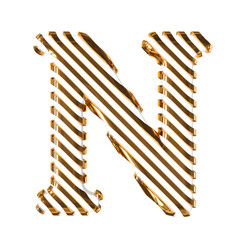 White symbol with gold diagonal ultra thin straps. letter n