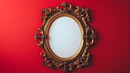 Red silk-covered wooden photo frame isolated by Generative AI