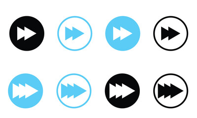 fast player icon, fast forward circle with two arrows icon symbol button in filled, line, outline for apps and website