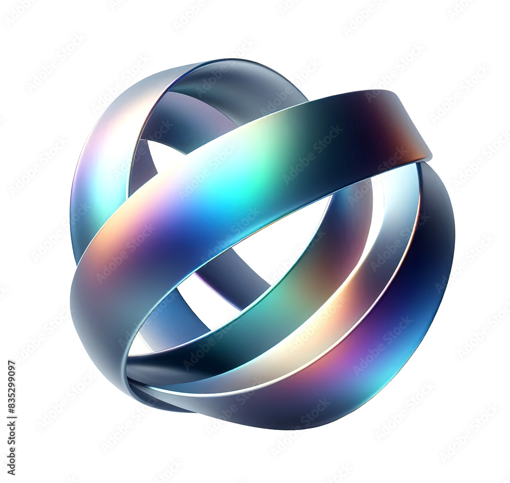 Aufkleber multicolored shiny ribbon 4 in shape is close to a circle on a transparent background; for design an