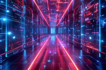 Cyber Security Data Transfer illustration created with Generative AI