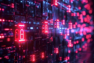 Fototapeta premium Cyber Security Data Transfer illustration created with Generative AI