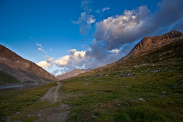 Stunning landscape of the Swiss Alps, featuring towering European mountains and lush greenery in Switzerland.