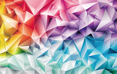 Fototapeta premium abstract background with colorful triangles, Colorful background with polygonal shapes, on a white background, geometric design featuring colorful polygonal textures with light and shadow