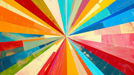 A vibrant abstract radial burst of colorful painted lines