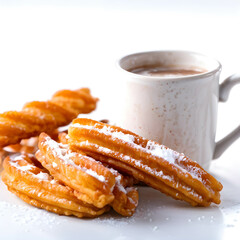 Churros draped in sugary cinnamon coating