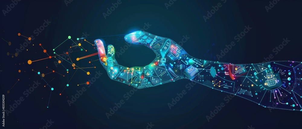 Poster modern technology concept: iot and automation software concept as an innovation