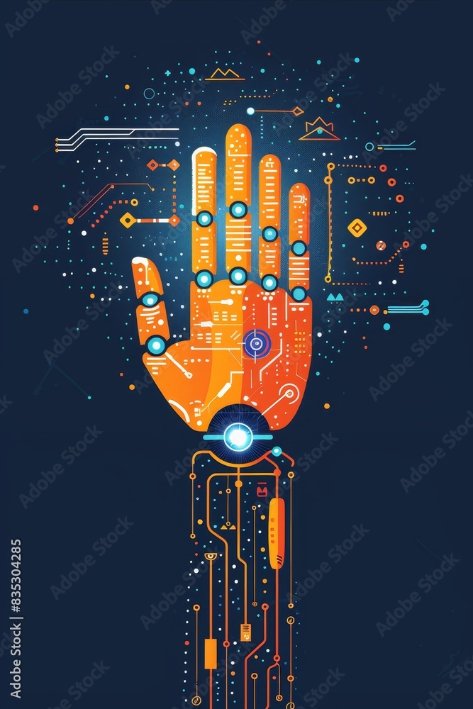 Poster modern technology concept: iot and automation software concept as an innovation