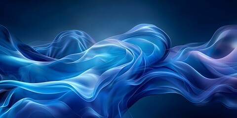 Naklejka premium Mysterious Image: Abstract Blue Wave Design with Flowing Smooth Lines. Concept Abstract Art, Blue Waves, Flowing Lines, Mysterious Design