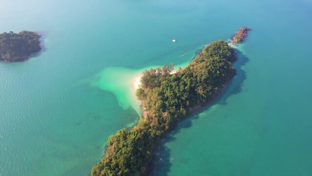 View of Japanese island in the beautiful Andaman Sea of ​​southern Chanong province of Thailand, Asia