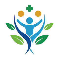 Human think health, spirit and success logo design vector art illustration