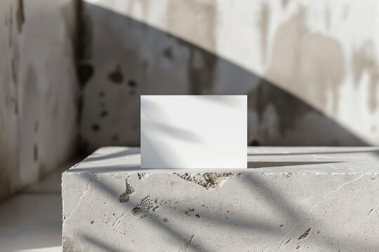 An empty business card mockup, displayed on a rustic wooden table with natural lighting