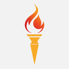Torch logo icon vector template with negative space design illustration