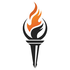 Torch logo icon vector template with negative space design illustration