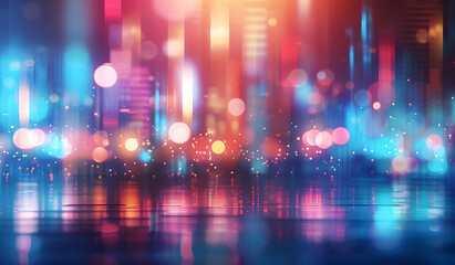 Fototapeta premium A big city at night in blurred lights