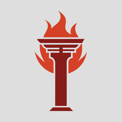 Hand holding torch logo icon vector template with negative space design illustration