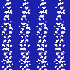 Faded electric blue glitch geo washed effect seamless pattern. Indigo dye grungy blotched distress abstract background texture repeat. 