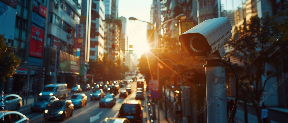 Poster modern technology concept: implementing an ai - enhanced public surveillance system in a smart city