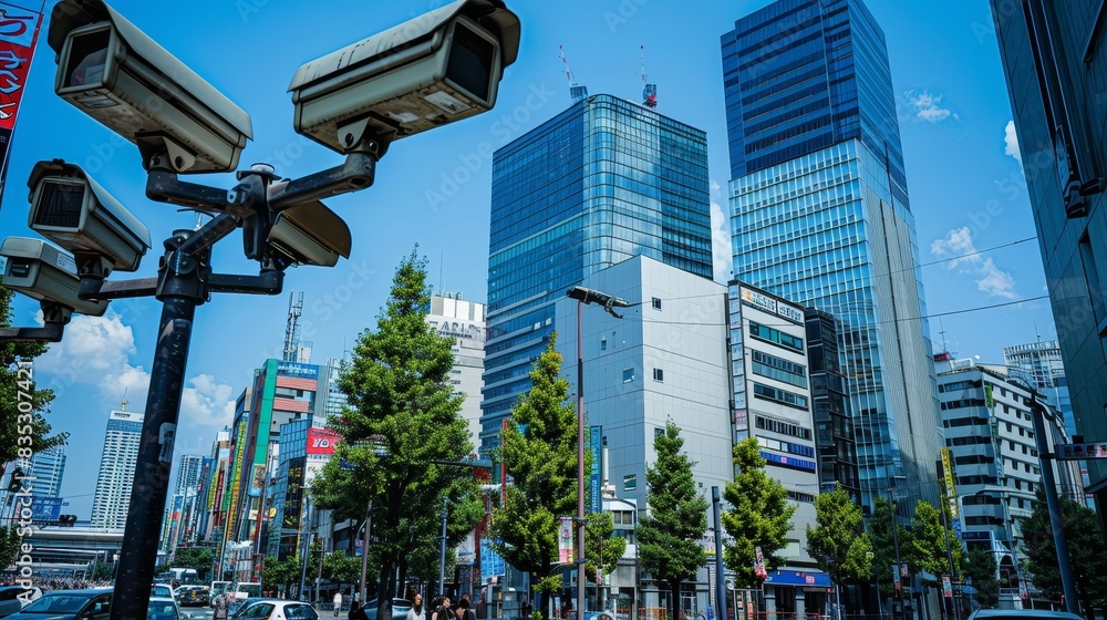 Poster modern technology concept: implementing an ai - enhanced public surveillance system in a smart city