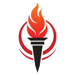 Torch logo icon vector template with negative space design illustration