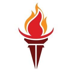 Torch logo icon vector template with negative space design illustration