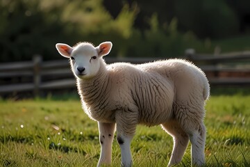 Fototapeta premium Two lambs. Two Lamb posing in pasture 