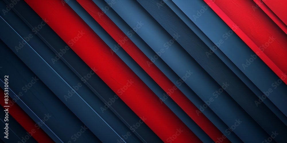 Poster red and blue vector background with lines on a dark navy gradient background, in the flat design sty